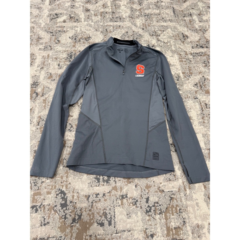 Nike Pro Hyperwarm Syracuse Lacrosse Grey Chevron Quarter Zip Pullover Womens S